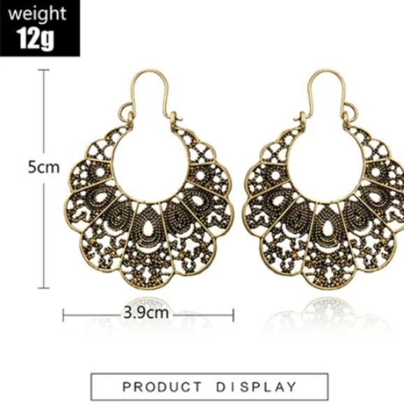 *Maria* Ornate Gold Earrings - Picture 3 of 3